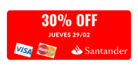 Jueves 29/02 30% OFF con debito y credito del Santander